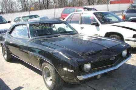 Black 1969 Chevrolet Camaro 307 Engine