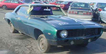Green 69 Camaro Salvage Car